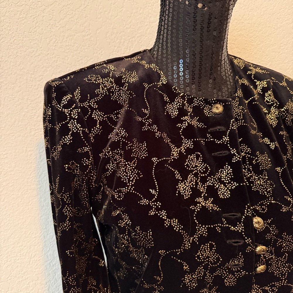 J.B.S. Black and Gold Floral Women's Blazer - Picture 3 of 5